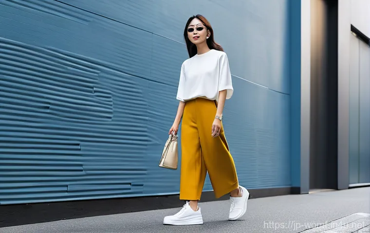 여성용 스니커즈 매칭법 - **Prompt for Stylish Weekend Casual Look with Trendy Accessories:**
    A fashionable Japanese woman...