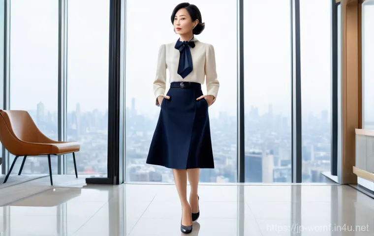 여성용 니트 롱스커트 - Prompt 1: Sophisticated Office Chic**