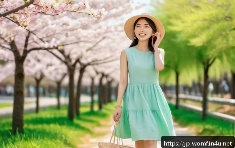 스니커즈와 원피스 조합 - A stylish young Japanese woman in her 20s wearing a pastel mint green fit-and-flare linen dress with...