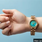 여성용 가죽 벨트 추천 - A stylish close-up shot of a wrist adorned with a delicate, thin